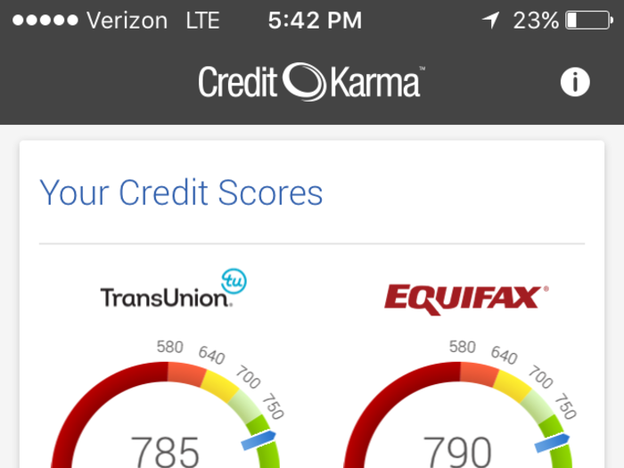 If you want to check your credit on the go, Credit Karma also has a sleek app that shows you most of the basic information. This is what the iOS version looks like.