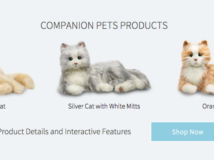 You can buy one of three Companion Pet cats: Creamy White Cat, Silver Cat with White Mitts, and Orange Tabby Cat.