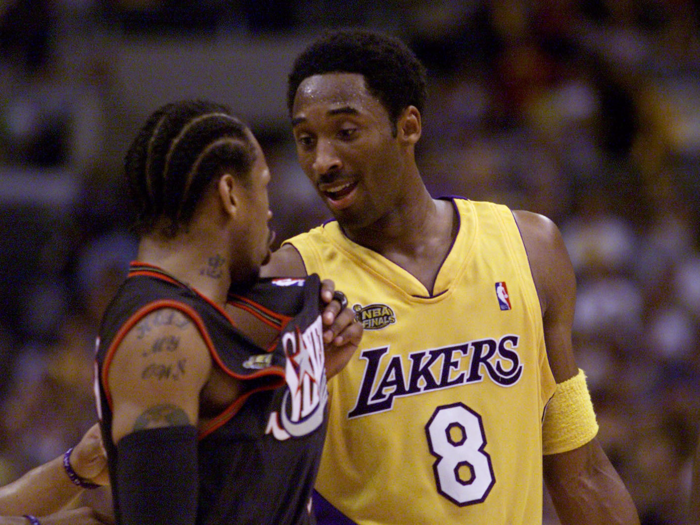 Bryant battled it out with Allen Iverson of the Philadelphia 76ers in the following year