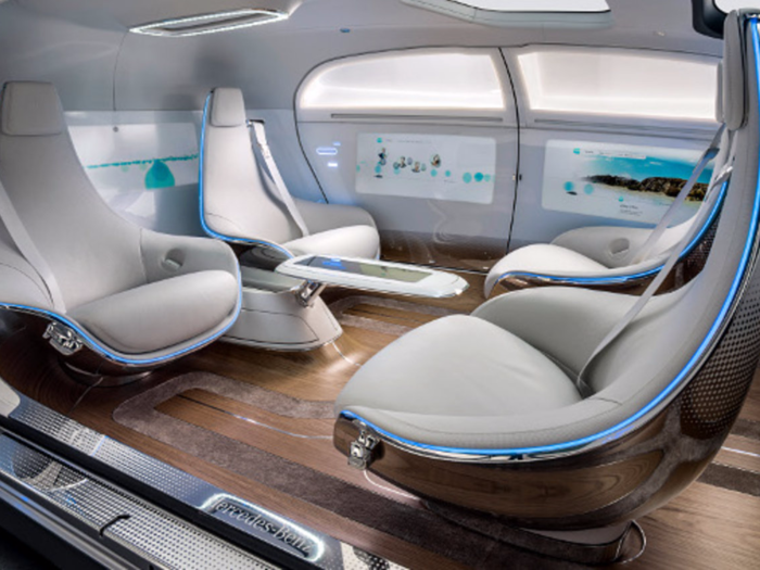 6. This driverless concept car comes with four motorized lounge chairs that can be rotated to allow for face-to-face conversations.