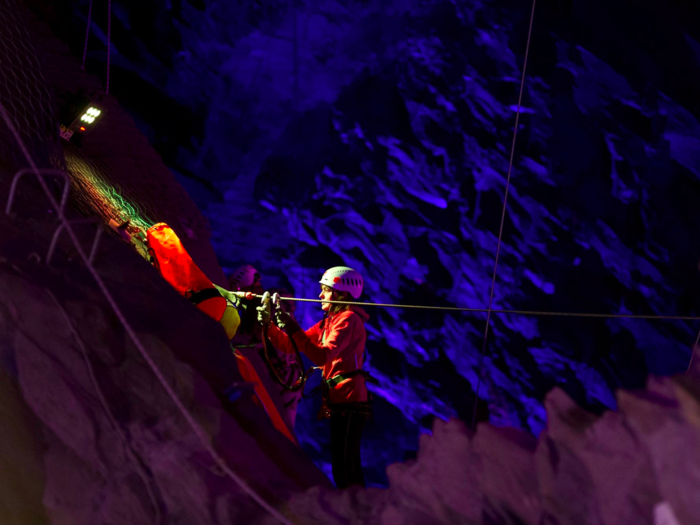 The company also built Zip World Caverns, which is also situated in what used to be mines near the town of Blaenau Ffestiniog in Gwynedd. Guests are suspended up to 100 feet down into the slate cavern.