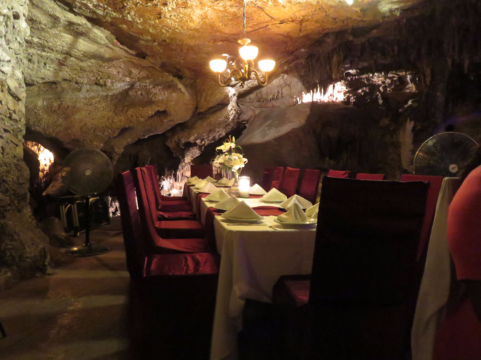 The Alux Restaurant Bar & Lounge serves drinks and authentic Mexican cuisine in a 10,000-year-old cave in Playa del Carmen, Mexico. Gorgeous stalactites and stalagmites surround private vaults, where guests can enjoy a delicious meal.