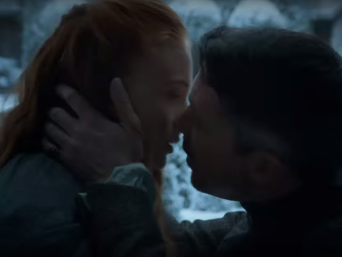 We also get a reminder of the creepy kiss Sansa and Littlefinger shared in season four.