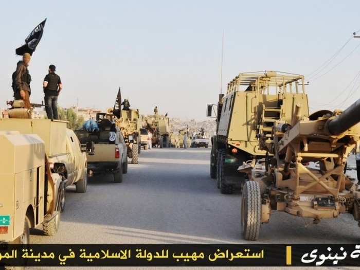 ISIS seized millions dollars worth of American and foreign military equipment after it forced three Iraqi divisions to flee in June 2014," wrote Michael Weiss and Hassan Hassan in their book "ISIS: Inside the Army of Terror.