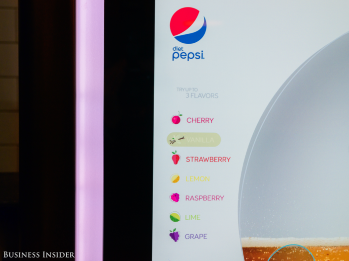 Customers can pick from a variety of Pepsi beverages, then customize their drink to create a number of difficult to find or non-existent flavors, like Strawberry-Cherry Diet Pepsi.