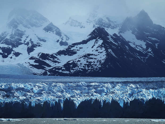 The Perito Moreno glacier. The ice walls average 240 feet above the surface of the lake.