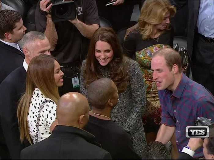 Prince William and Duchess Kate also run with Beyoncé and Jay Z; the four met up at a Nets game last year.