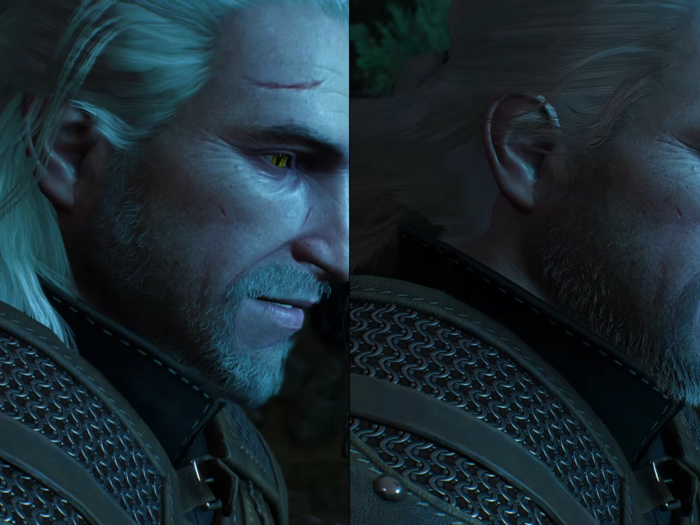 Facial details are sharper and more detailed on PC compared to PS4 throughout the entire screenshot.