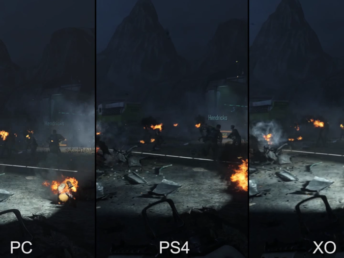 The Xbox One is surprisingly blurry here, while the PC is clear and sharp.