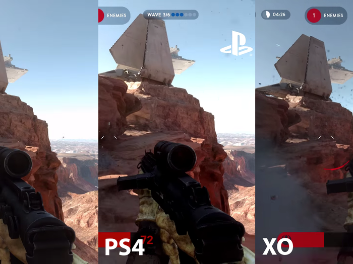 Edges on the starship on the PS4 and Xbox One versions appear jagged, while they