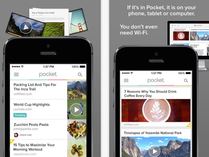 Save articles to read later with Pocket.