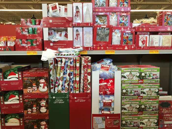 Many of the items were seasonal, like this holiday wrapping paper and decorations.