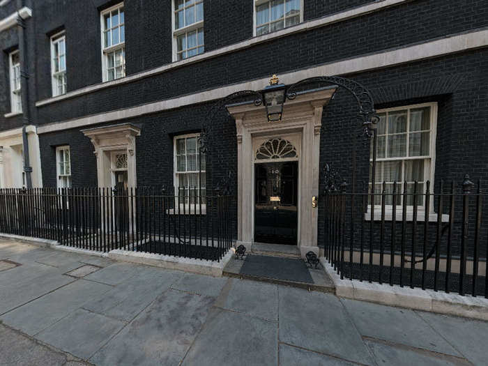 The building is famous for its outside entrance — a single white stone step and black steel door with the number "10" on it. The door was originally made of oak but was replaced by a blast-proof one in 1991 after an Irish Republican Army (IRA) bomb exploded in the garden.