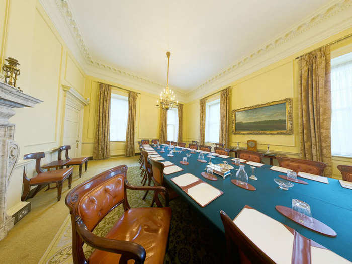 The Cabinet room, located upstairs, is separated from the rest of the house by soundproof doors. The Cabinet meets weekly, traditionally every Thursday morning.