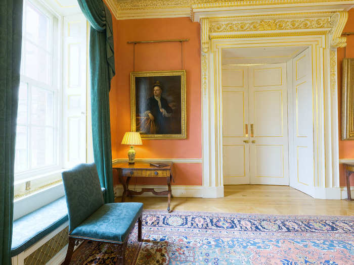 The Terracotta room is decorated with many famous artworks, on loan from the Government Art Collection. Doors in the Terracotta room lead to the White Drawing room.