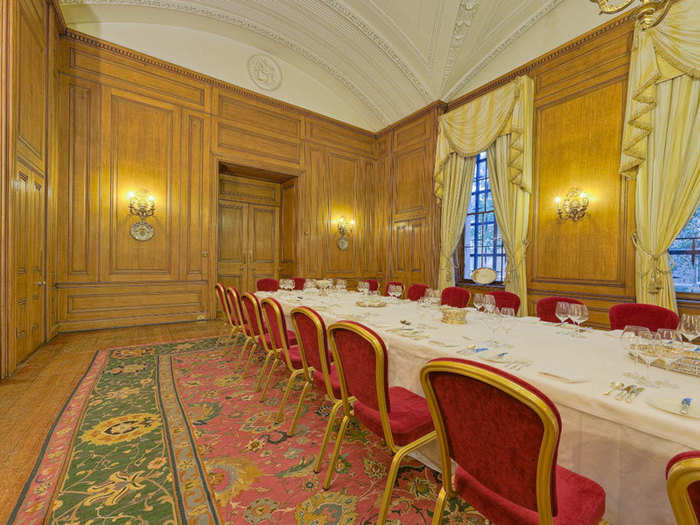 Double doors take us from the Small Dining room to the larger State Dining room, which is built over the original vaulted stone kitchen.