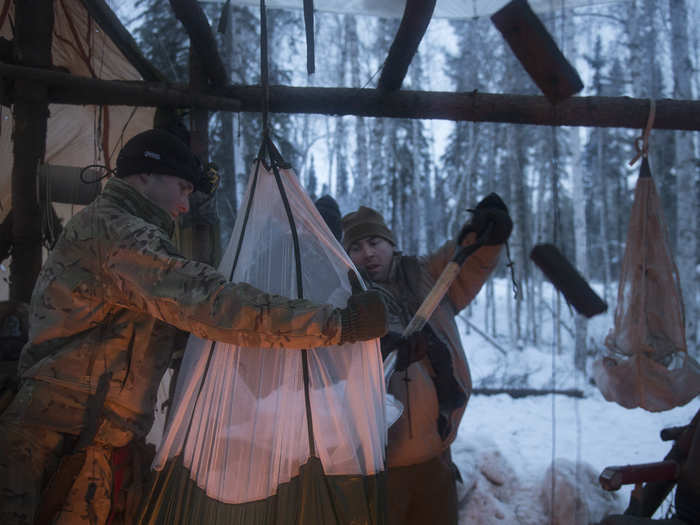 One of the first things students are taught is to harvest snow in parachutes, in order to melt it down for water.