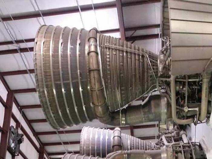 The most powerful part of any Saturn V is its 5 enormous F-1 rockets, located underneath the first-stage. Upon lift-off, the engines generated 7.5 million pounds of thrust and burned a total of 500,000 pounds of fuel. For comparison, the 2 rocket boosters that launched NASA