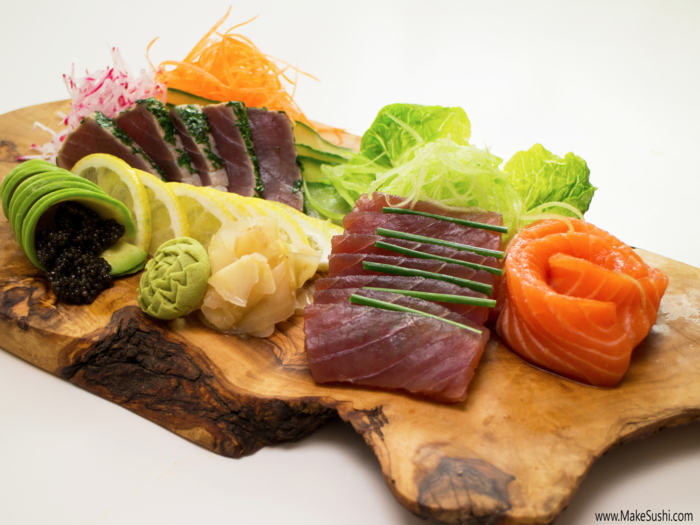 Straying from the usual maki, Devaux put together a beautiful platter of sashimi.