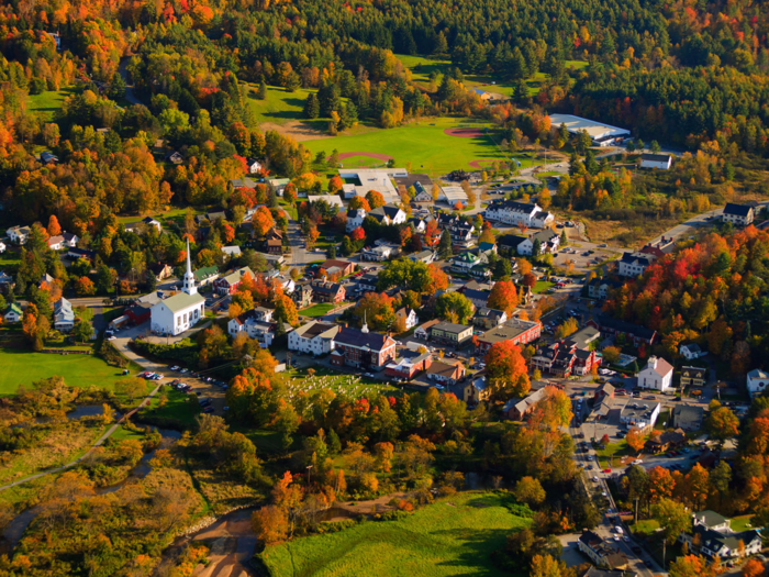 The resort destination of Stowe, Vermont, is known for its skiing, hiking, mountain biking, and world-class spas.