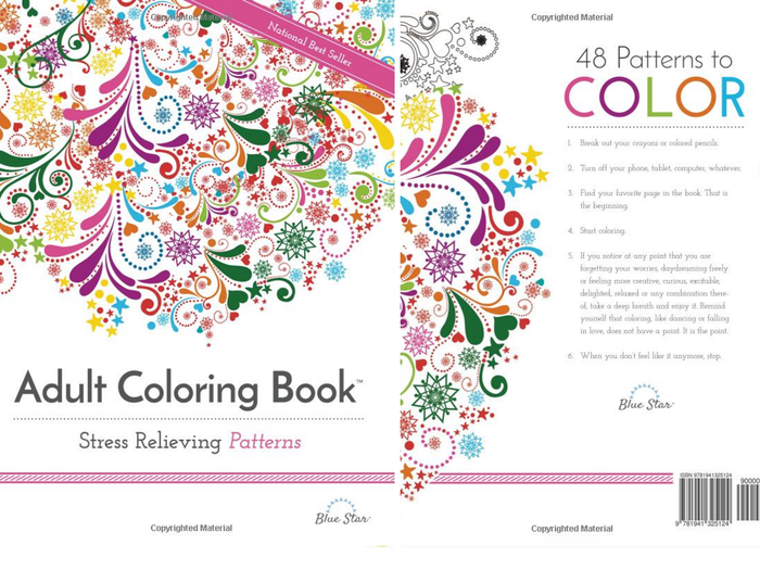 15. "Adult Coloring Book: Stress Relieving Patterns" by Blue Star Coloring