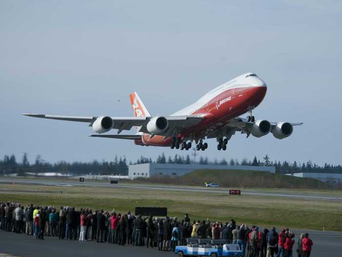 In 2011, Boeing launched the latest version of the jumbo jet, called the 747-8. At 250 feet long, it
