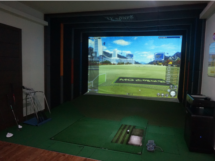 This is what a typical screen golf room looks like. The place I went to had 15 of these rooms.