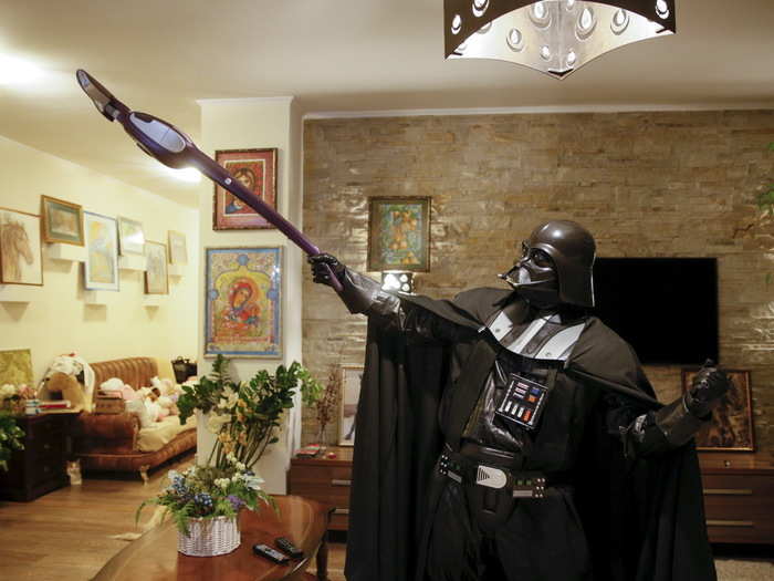 Here he is at his home, where Vader lives with his wife and kids.