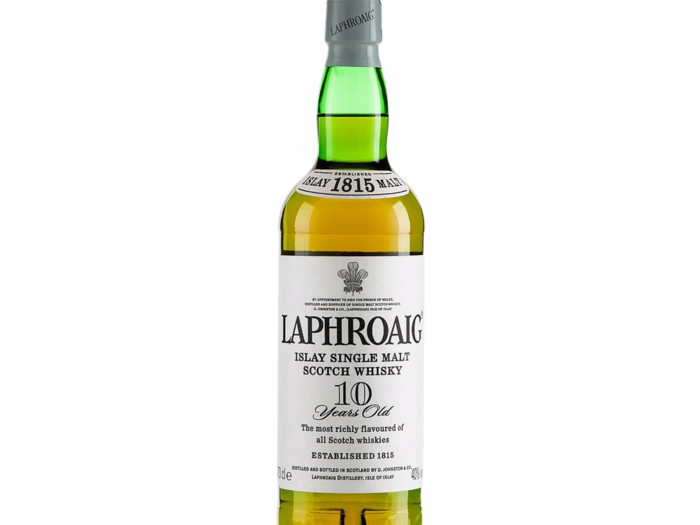 Laphroaig 10 year Scotch is a peatier drink compared to the Macallan 10