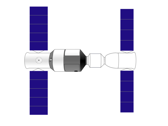 The tiny space station (left) is designed to dock with one of the agency