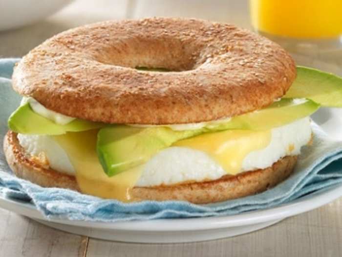 Au Bon Pain — Egg Whites, Cheddar & Avocado on a Skinny Wheat Bagel — 310 calories