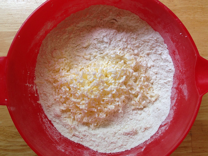 Instead of struggling to mix butter into your pie dough, freeze your butter and grate it for easier distribution.