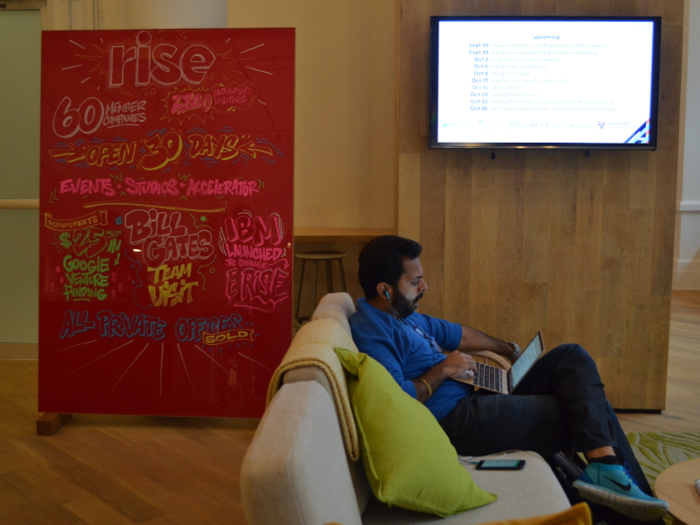 When we visited Rise in the fall, there were about 60 startups working in the coworking space.