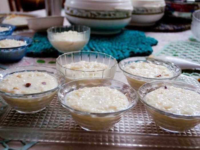 Christians in India celebrate the holiday by eating traditional Biryani — or curry — dishes. To end the meal, they often eat kheer, a sweet and milky pudding.