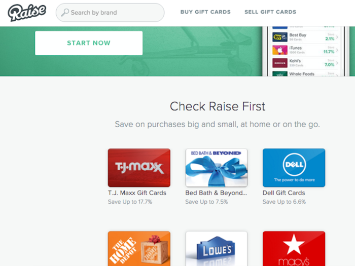 Raise: buy and sell gift cards for cheap