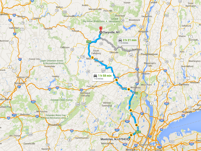 Our trip would be about 220 miles both ways, from northern New Jersey to the Catskills in upstate New York.