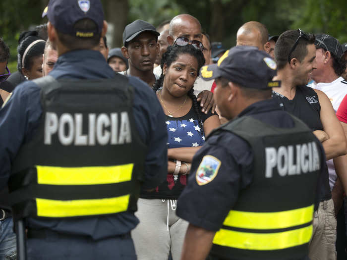 COSTA RICA: Cuban migrants take part in a protest blocking the Pan-American Highway, demanding access to Nicaragua, in Peñas Blancas, Costa Rica, Tuesday, November 17, 2015.