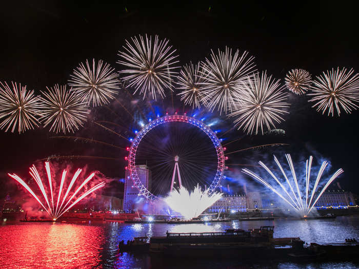 Over 12,000 fireworks were used in the display which began as the clock hit midnight.