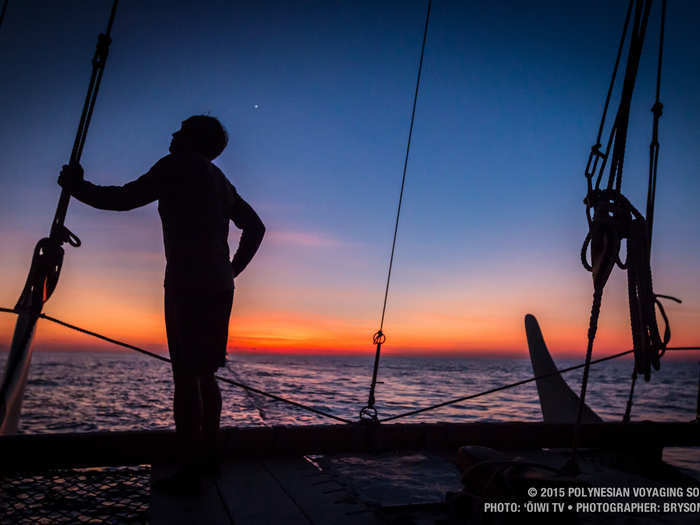 The crew is careful to plot a course that allows the canoe to reach its destination by sailing downwind, which saves time and energy.