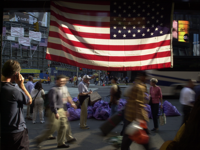 Like the rest of the city, Times Square lost much of its bustle — and showed its kindness after the 9/11 terrorist attacks.