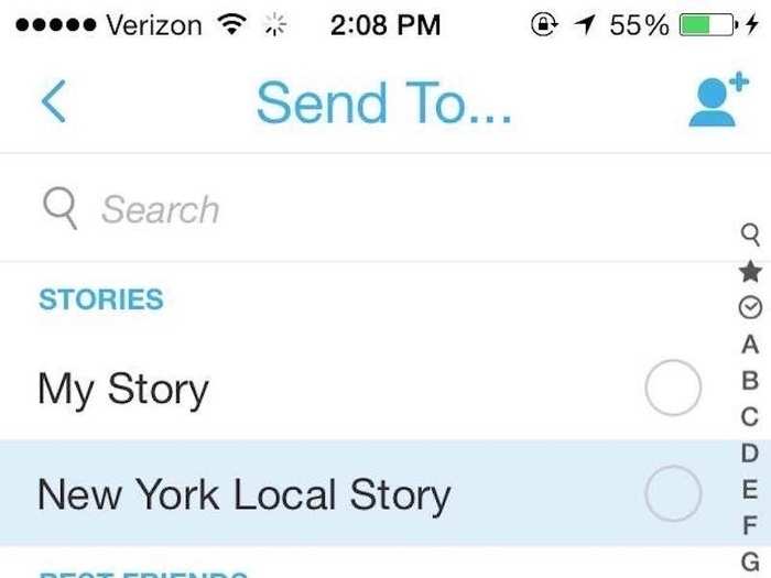 Snapchat shows you the people to whom you send snaps to most frequently in your "best friends," at the top of your contacts. Below them you