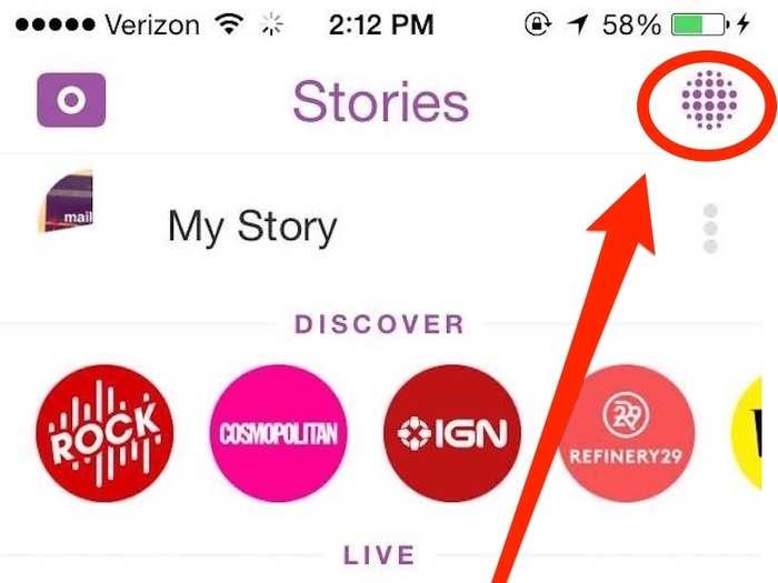 Press that purple button in the upper-right corner to leave your stories and see another new Snapchat feature.