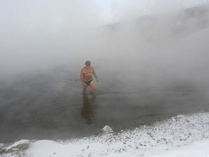 Nikolai Bocharov, 77, discovered his love for cold water swimming while serving the military in Germany. "My wife doesn