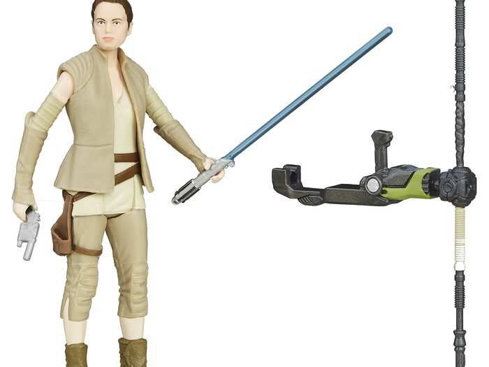 Not only do you get Rey with her lightsaber, but also her staff.