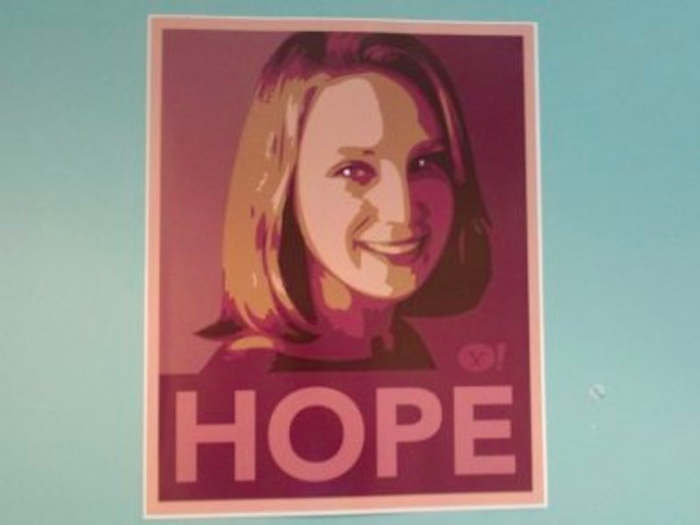 She started at Yahoo in July 2012. Expectations were so high that people put up posters of Mayer designed in the style of US President Barack Obama