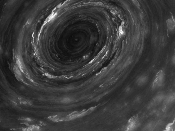 This close-up shows the eye of Saturn