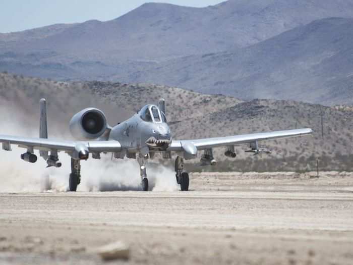 Another great feature of the A-10 is its ability to take off and land in harsh conditions. Here we see an A-10 land on a gravely runway that wouldn