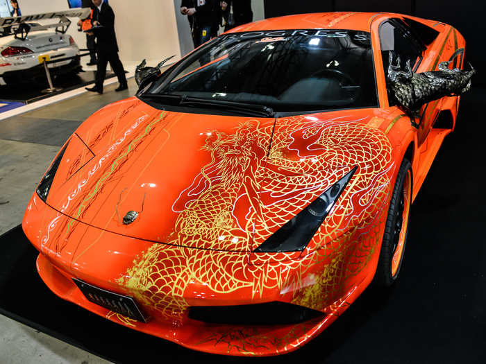 This custom painted Lamborghini Murcielago at the 2015 show was made to look like a dragon. Even the side mirrors look like dragon claws.