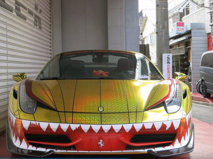 We would be remiss not to include this Ferrari 458, which was painted to resemble a shark. It appeared at the 2015 Tokyo Auto Salon.