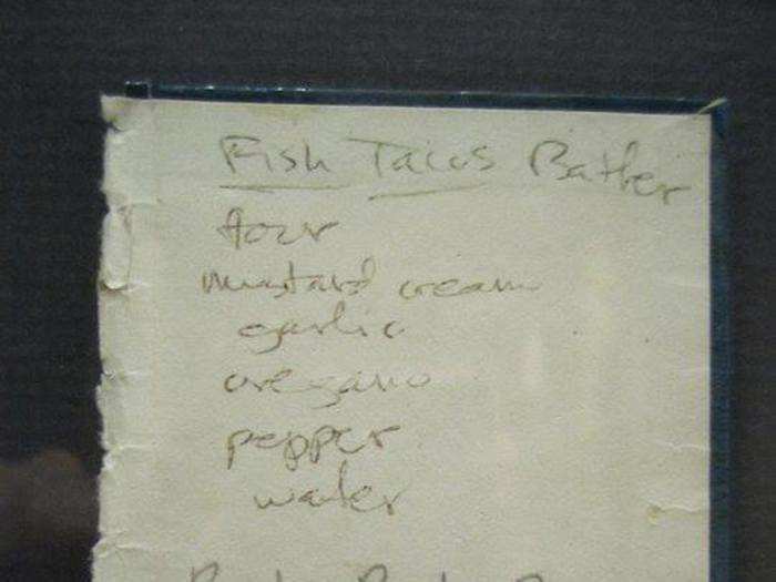 Ralph begged the cook for the recipe, and scribbled the ingredients down on the piece of paper where he kept his bike lock combination. That note hangs on a plaque in the Rubio